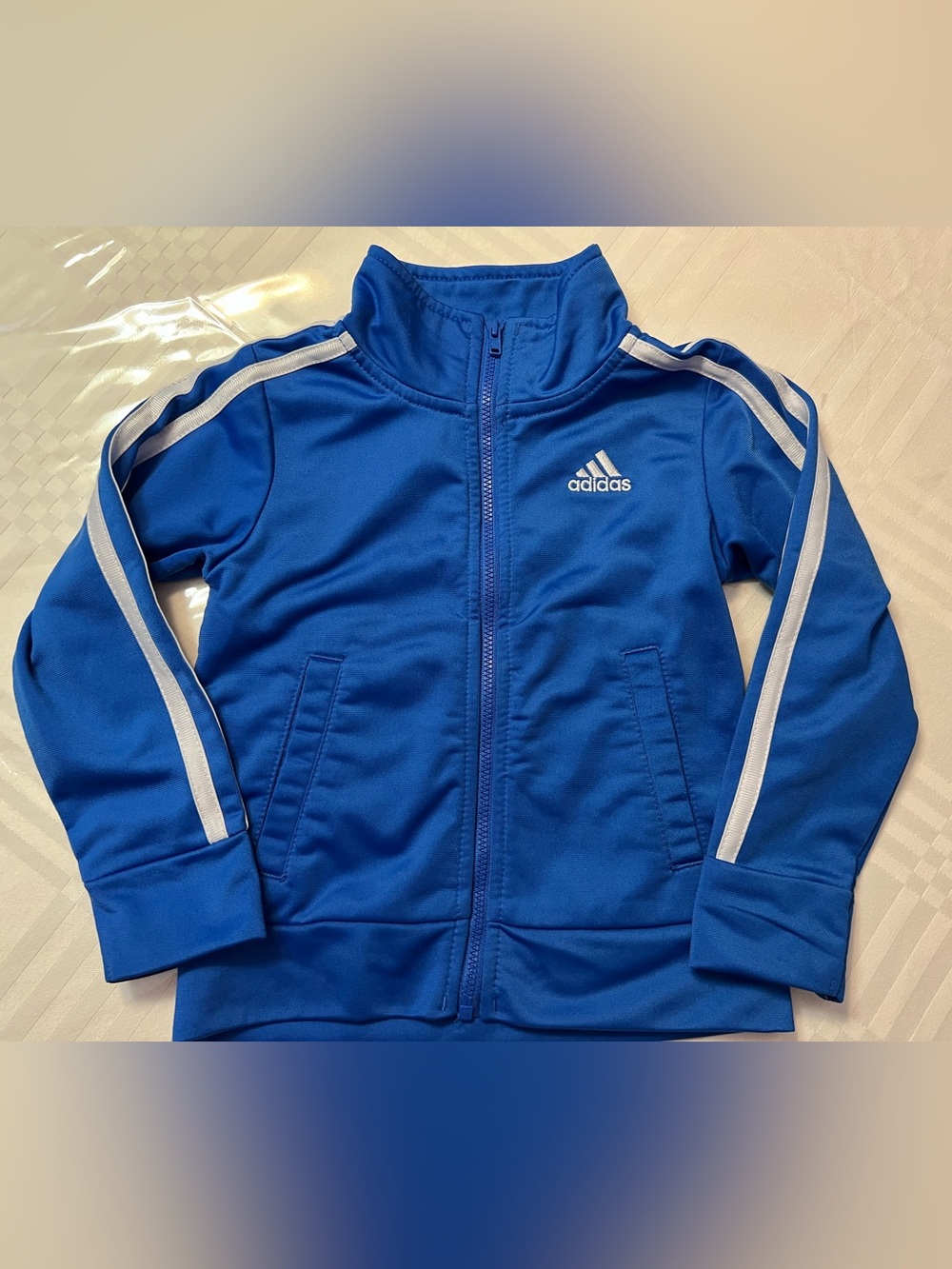 Adidas Little Kids' Blue Track Jacket with Signature Stripes